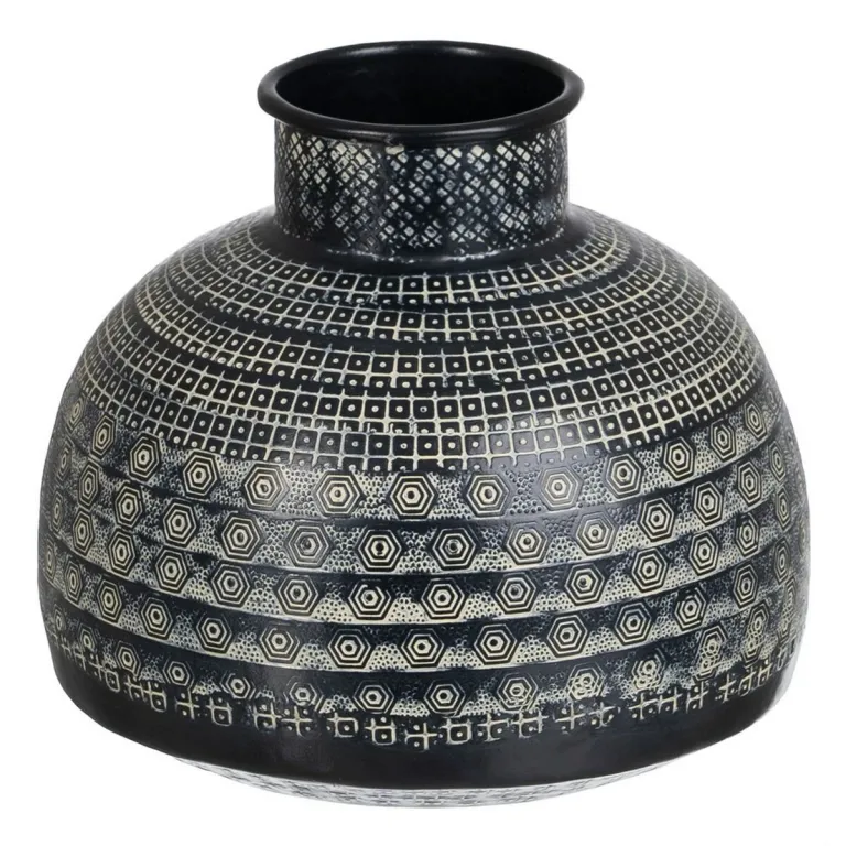 Vase 20,5 x 20,5 x 18 cm Schwarz Aluminium