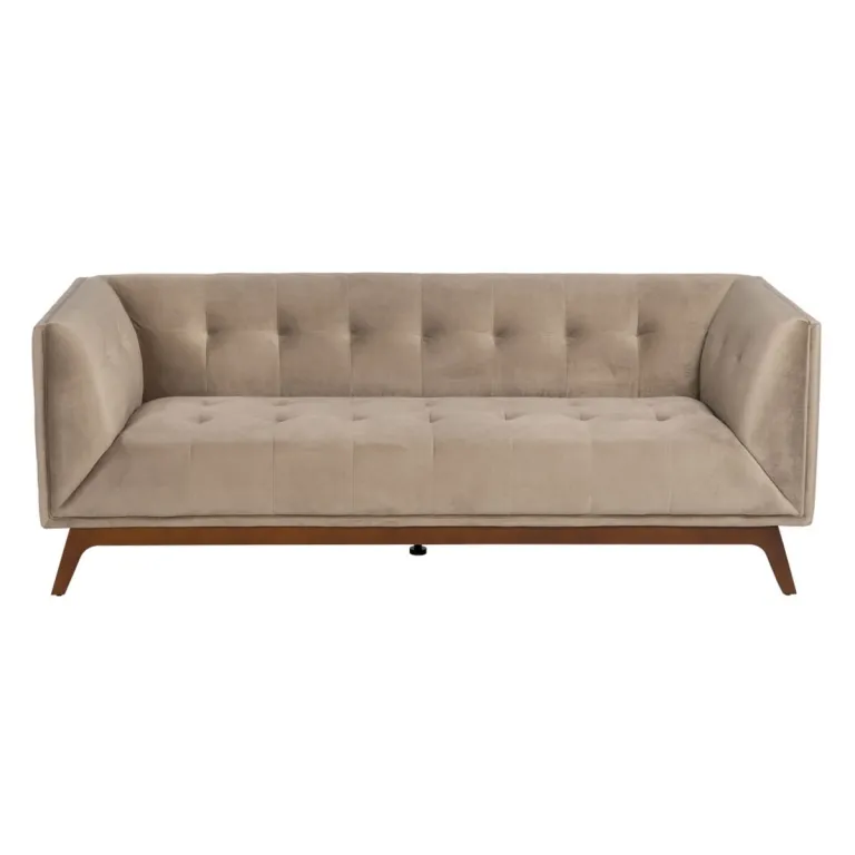 Sofa 198 x 81 x 72 cm Champagner synthetische Stoffe Holz Samt