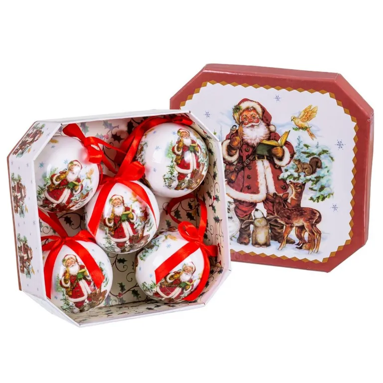 Weihnachtsbaumkugeln Bunt Papier Polyfoam Weihnachtsmann 7,5 x 7,5 x 7,5 cm 5 Stck
