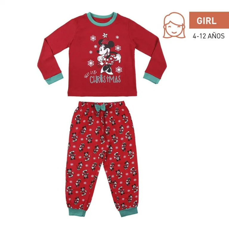 Mickey mouse Kinder Langarm Pyjama 2 Teiler Schlafanzug Nachtwsche Mickey Mouse Rot