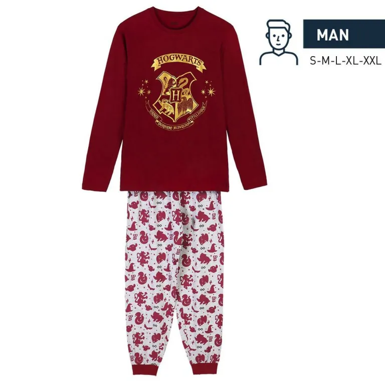 Langarm Pyjama 2 Teiler Schlafanzug Nachtwsche Harry Potter Herren Rot