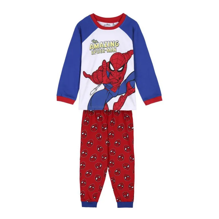 Spiderman Kinder Langarm Pyjama 2 Teiler Schlafanzug Nachtwsche Rot/blau