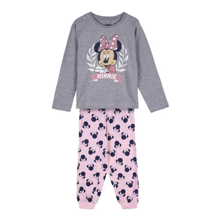 Minnie mouse Kinder Langarm Pyjama 2 Teiler Schlafanzug Nachtwsche Minnie Mouse Grau M