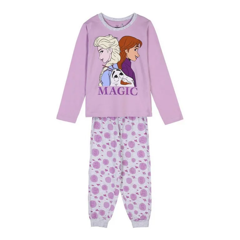 Frozen Kinder Langarm Pyjama 2 Teiler Schlafanzug Nachtwsche Eisknigin rosa S