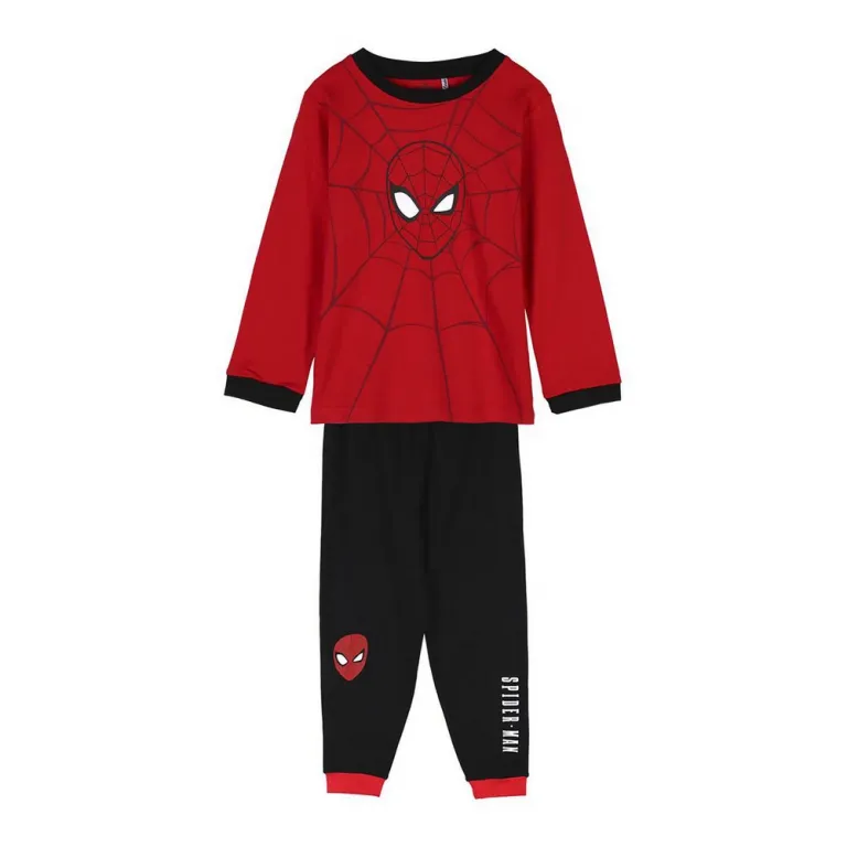 Spiderman Kinder Langarm Pyjama 2 Teiler Schlafanzug Nachtwsche Rot/schwarz