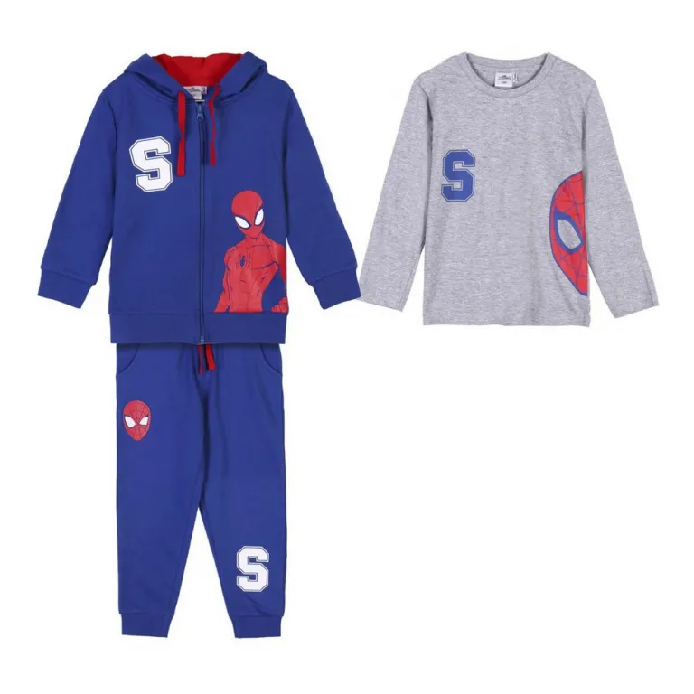 Spiderman Kinder Trainingsanzug Sportanzug Jogginganzug Hausanzug 3 tlg Blau