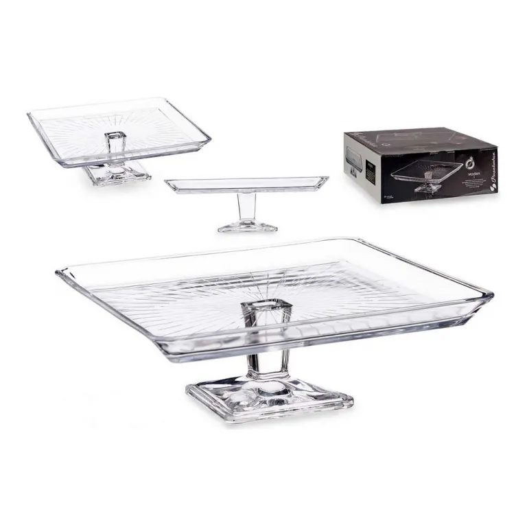 Geschirr Kuchenplatte Madlen Glas Durchsichtig 23,7 x 8 x 23,7 cm