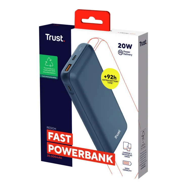 Trust Powerbank 25034 Blau 20000 mAh 1 Stck