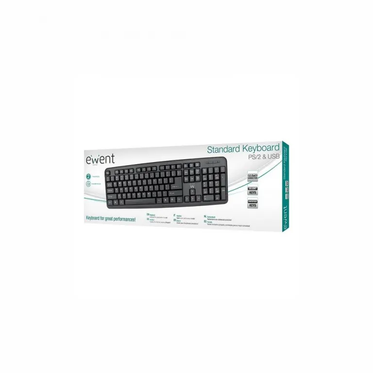 Ewent Tastatur EW3109 PS / 2 USB Schwarz