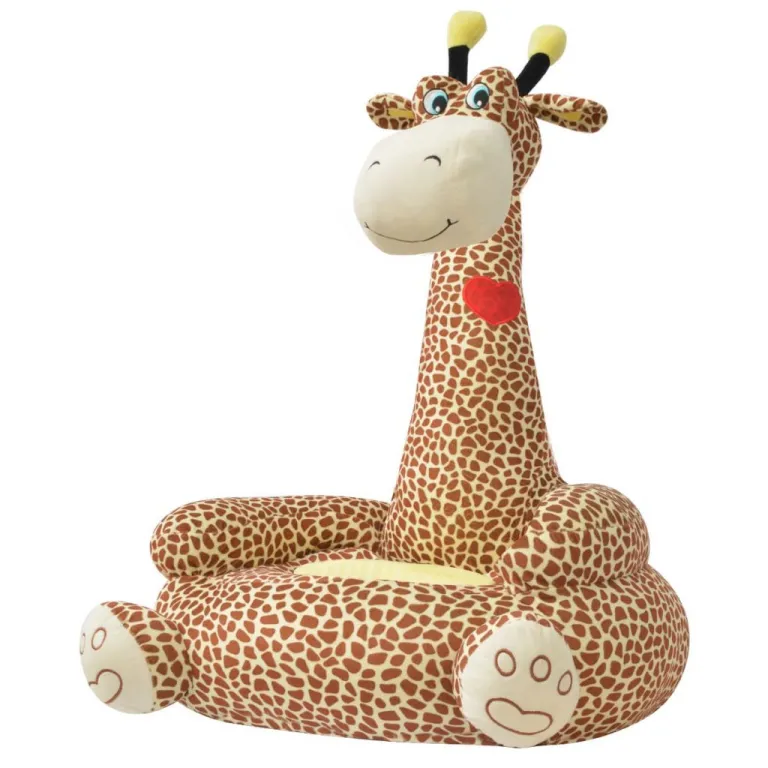 Kindersessel Stoffsessel Sitzkissen Thron Plschsessel Minisessel Giraffe Braun