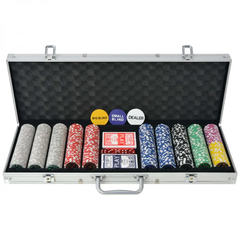 Poker Set mit 500 Laserchips Aluminium Koffer Spielchicps Kartenspiel