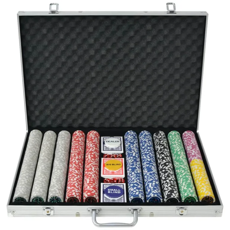 Poker Set mit 1.000 Laserchips Aluminium Koffer Spielchicps Kartenspiel