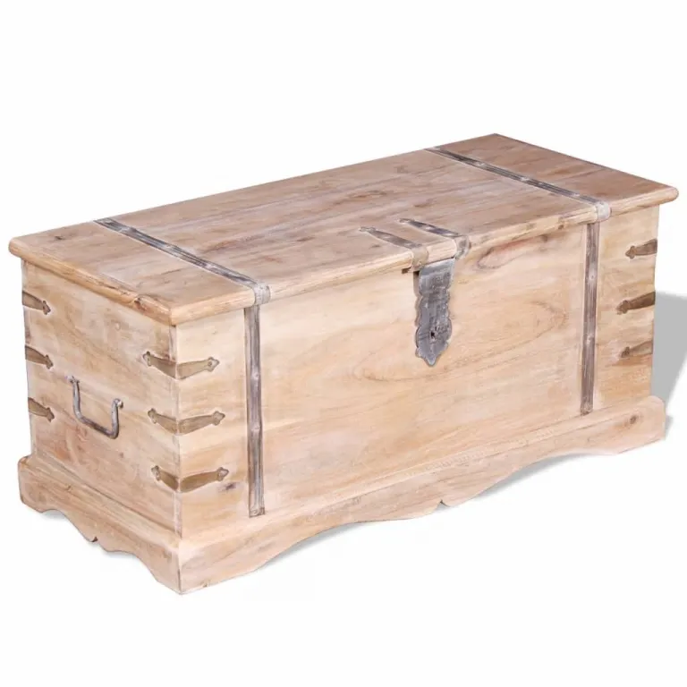 Truhe Aufbewahrungsbox Schatzkiste Holzkiste mit Deckel 90x40x40cm Akazienholz