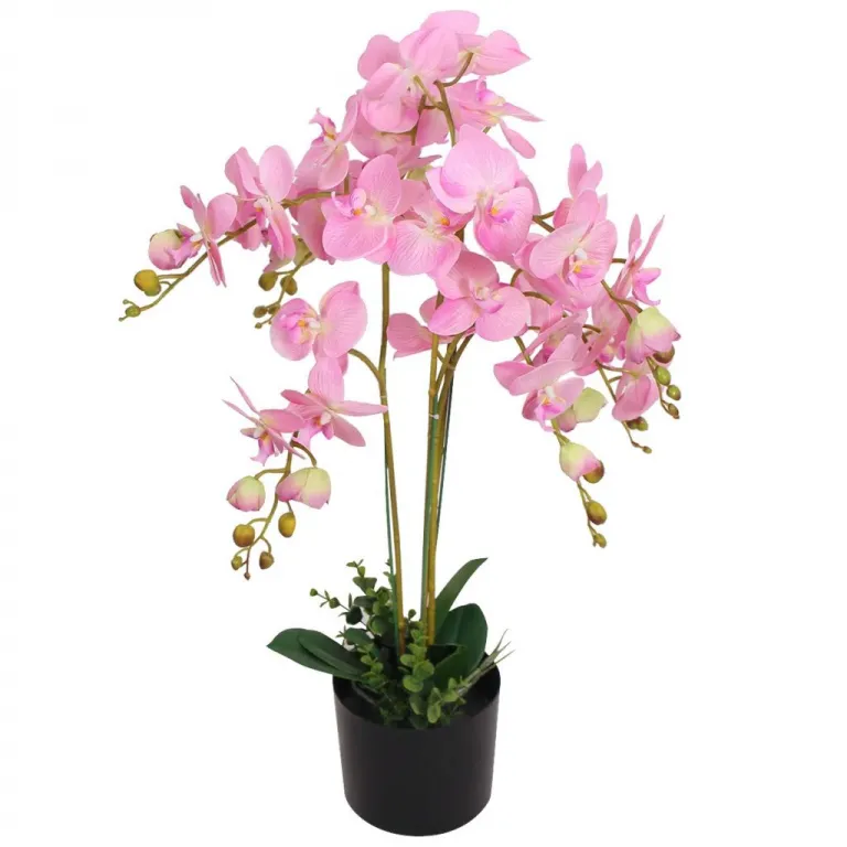 Knstliche Orchidee mit Topf 75 cm Rosa Pflanze realistisch echt