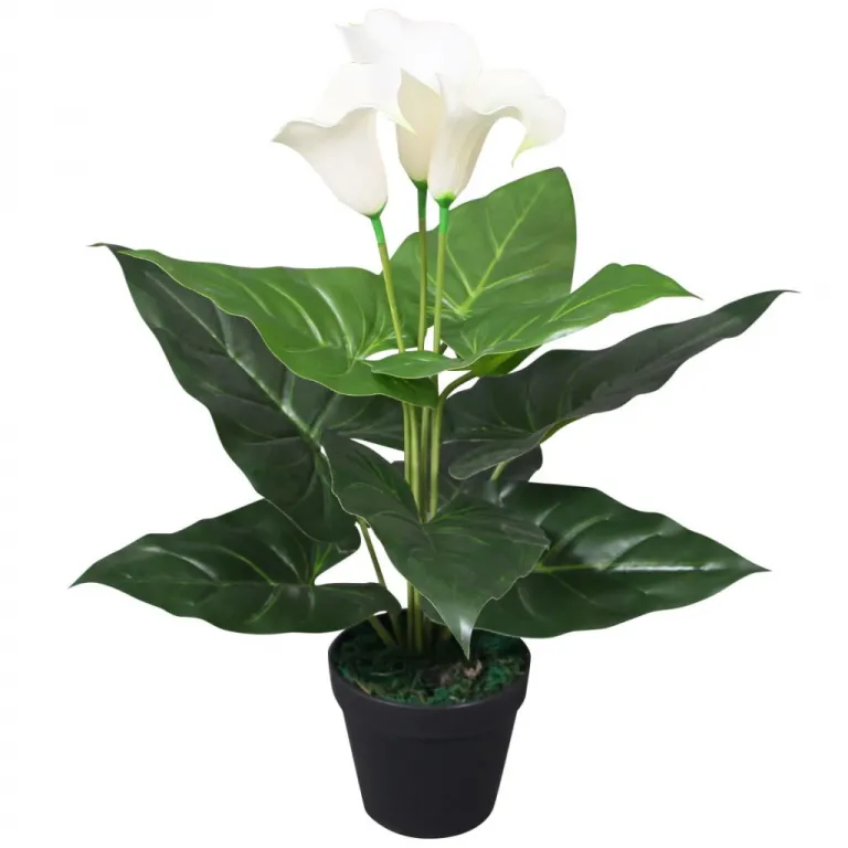 Knstliche Calla-Lilie mit Topf 45 cm Wei Pflanze realistisch echt