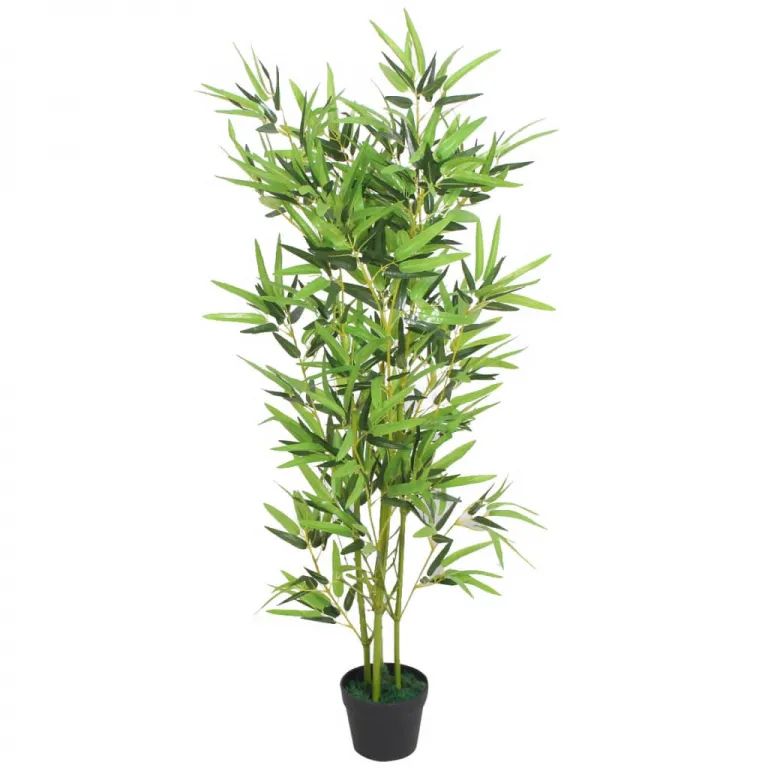 Knstliche Bambuspflanze mit Topf 120 cm Grn Pflanze realistisch echt