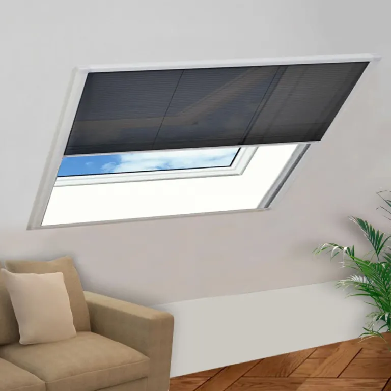 Insektenschutz-Plissee fr Fenster Aluminium 120x120 cm Fliegengitter