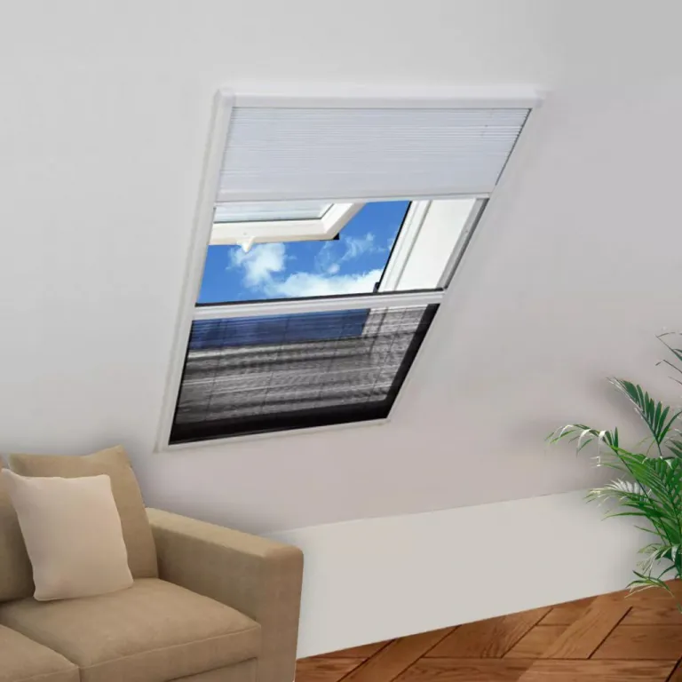 Insektenschutz-Plissee fr Fenster Jalousie Aluminium 60x80 cm Fliegengitter