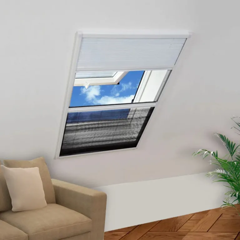 Insektenschutz-Plissee fr Fenster Jalousie Aluminium 80x120 cm Fliegengitter