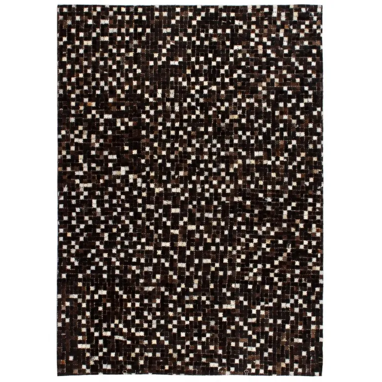 Teppich Echtes Leder Patchwork 80 x 150 cm Schwarz Wei Teppich