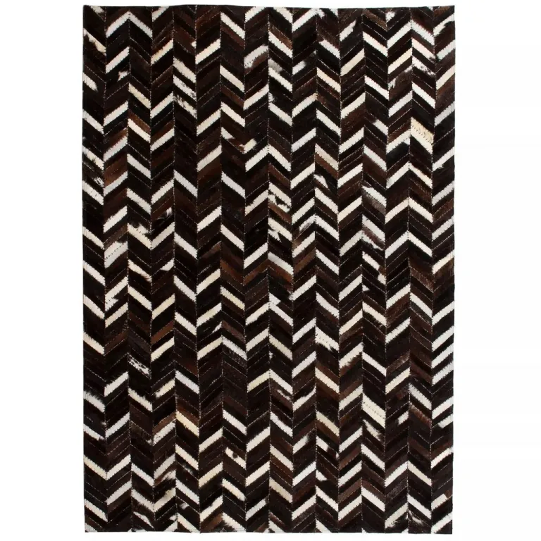 Teppich Echtes Leder Patchwork 80 x 150 cm Schwarz Wei Teppich
