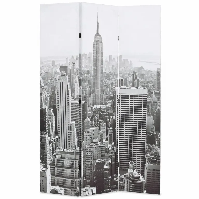 Raumteiler klappbar 120 x 170 cm New York bei Tag Schwarz-Wei