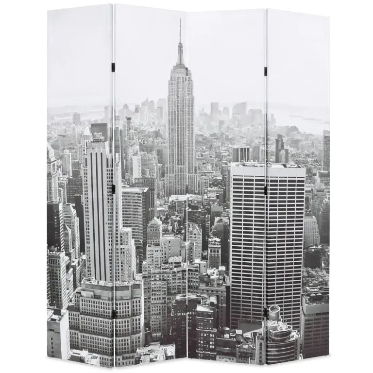 Raumteiler klappbar 160 x 170 cm New York bei Tag Schwarz-Wei