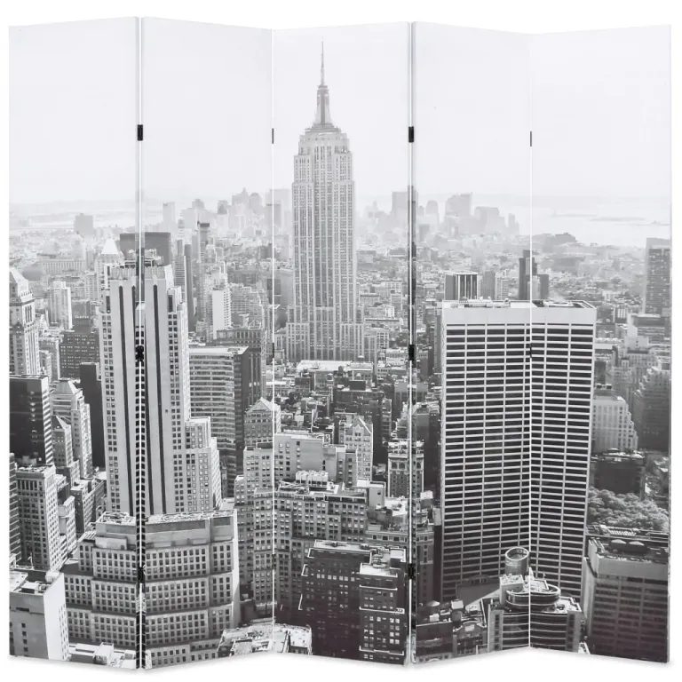 Raumteiler klappbar 200 x 170 cm New York bei Tag Schwarz-Wei