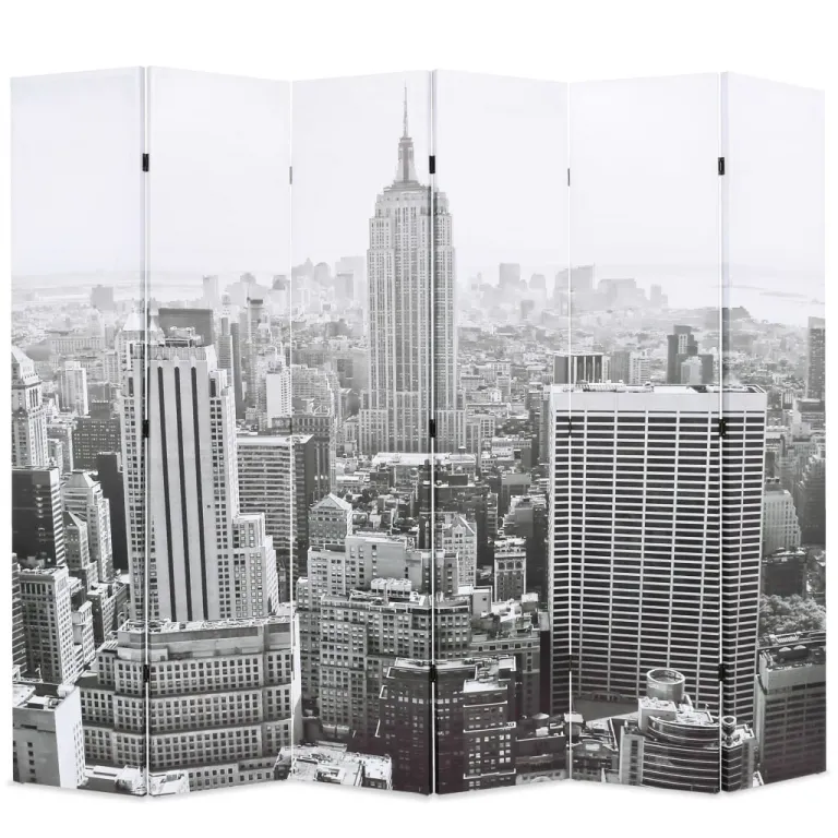 Raumteiler klappbar 228 x 170 cm New York bei Tag Schwarz-Wei
