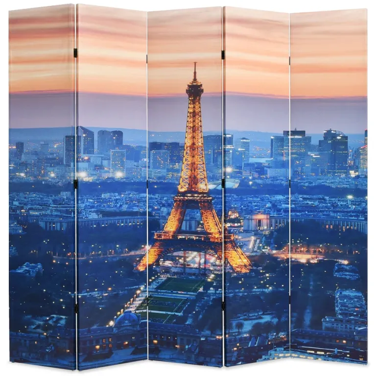 Raumteiler klappbar 200 x 170 cm Paris bei Nacht