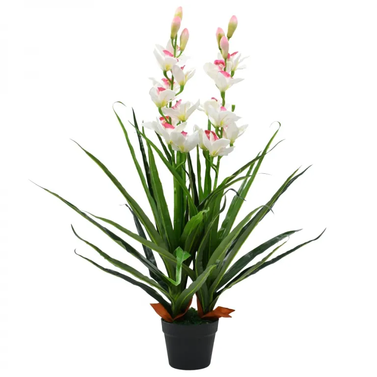 Knstliche Cymbidium Orchideenpflanze mit Topf 100 cm Grn Pflanze realistisch e