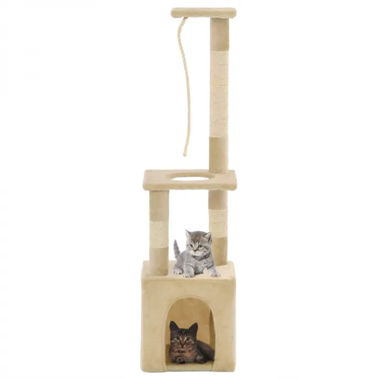 Katzen-Kratzbaum mit Sisal-Kratzsulen 109 cm Beige