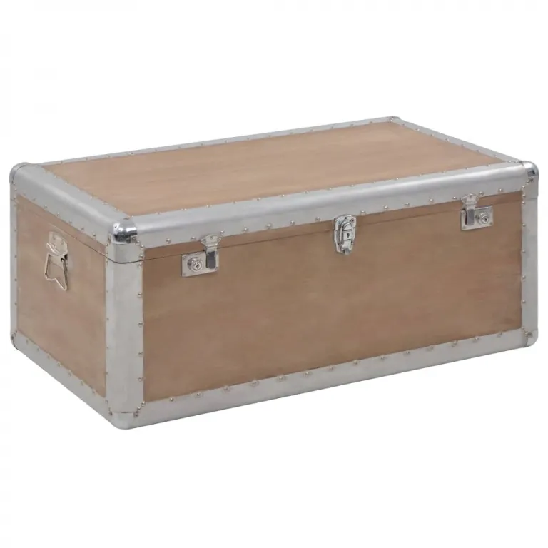 Aufbewahrungsbox Holzkiste mit Deckel Schatztruhe Holz Massiv 91x52x40 cm Braun