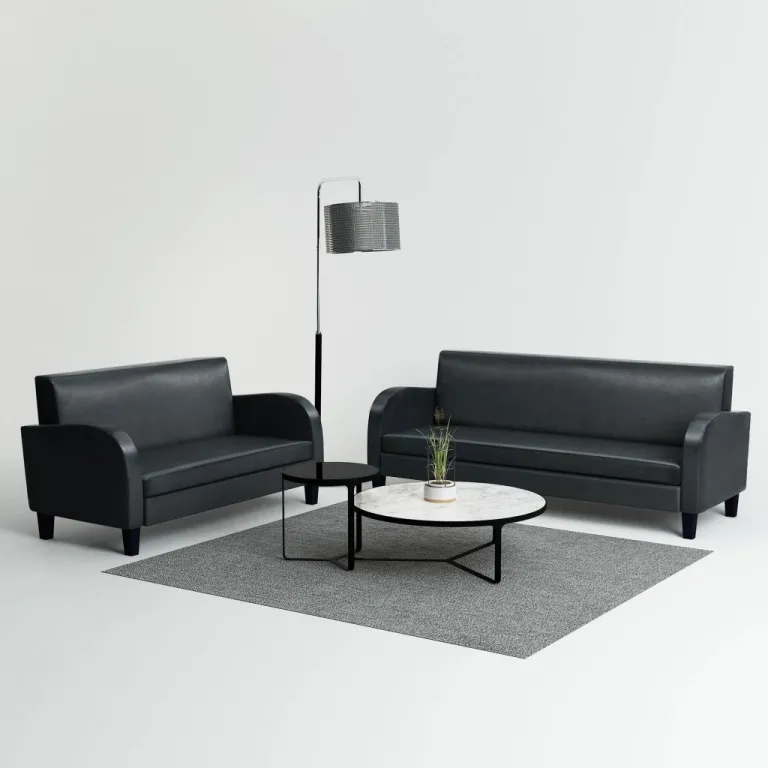 Sofa-Set 2-tlg. Kunstleder Schwarz