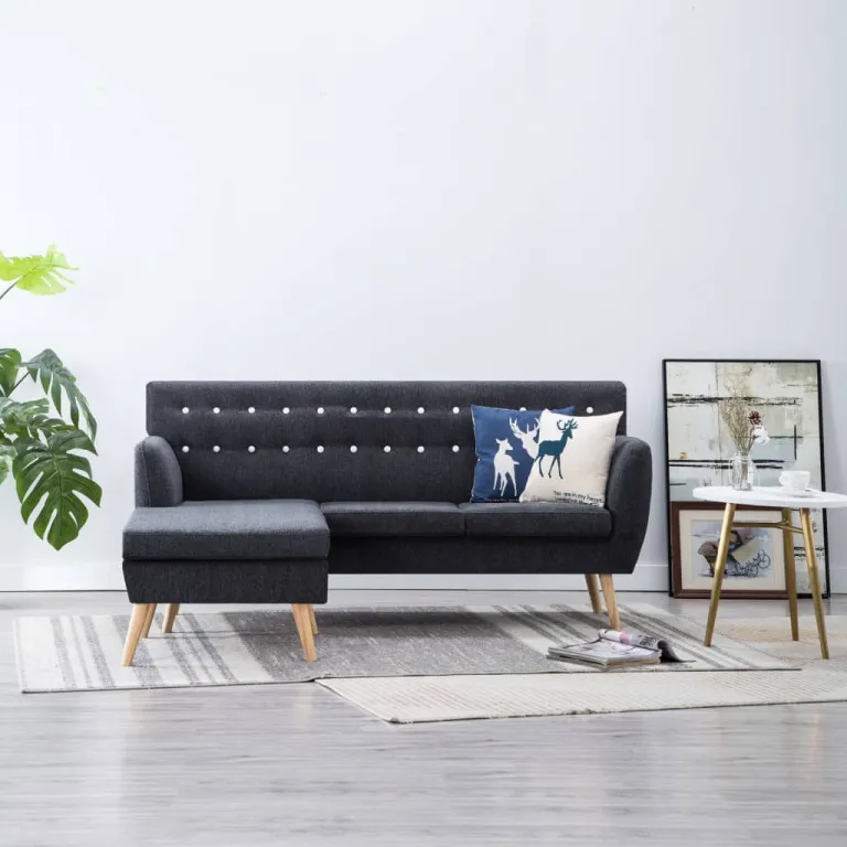 Sofa in L-Form Stoffbezug 171,5 x 138 x 81,5 cm Dunkelgrau