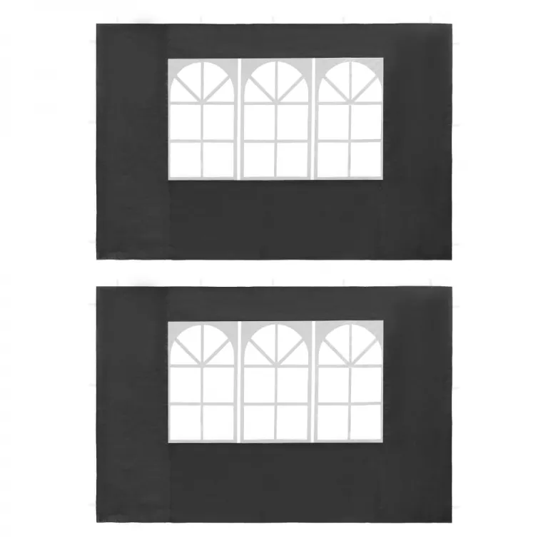 Partyzelt-Seitenwnde 2 Stck mit Fenster PE Anthrazit