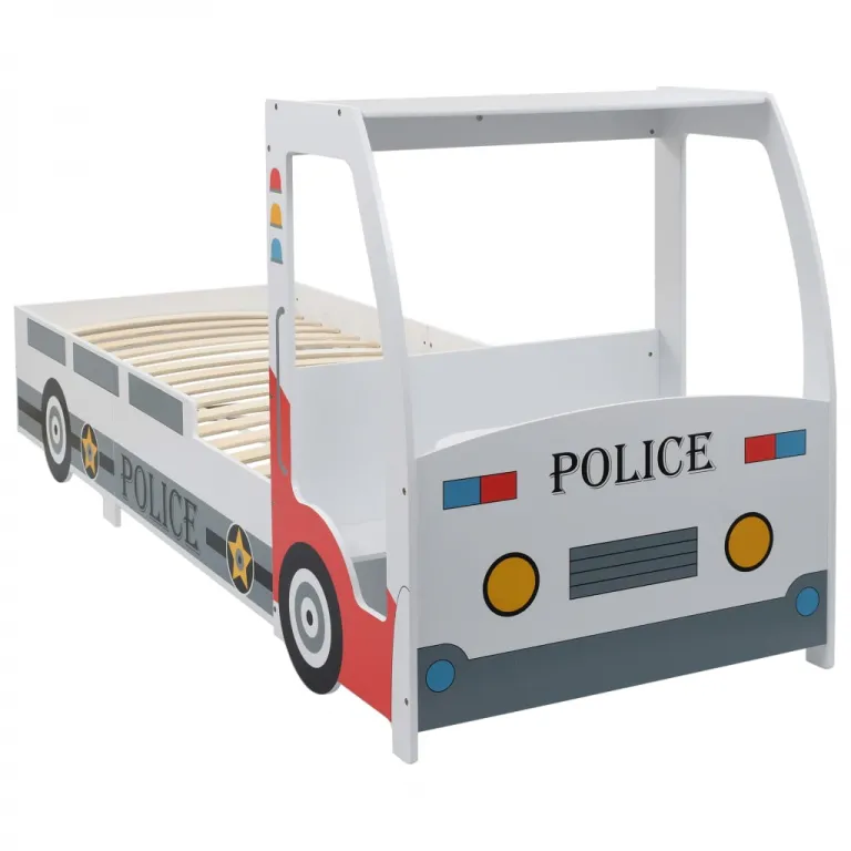 Kinderbett im Polizeiauto-Design mit Lattenrost Schreibtisch 90 x 200 cm
