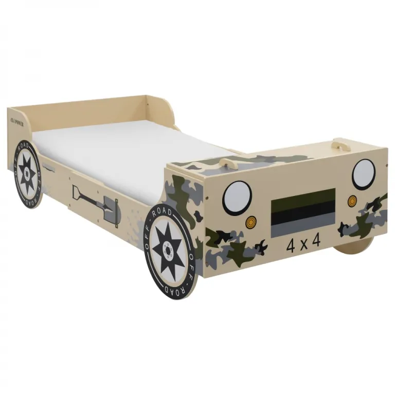 Kinderbett im Gelndewagen-Design mit Lattenrost 90200 cm Camouflage