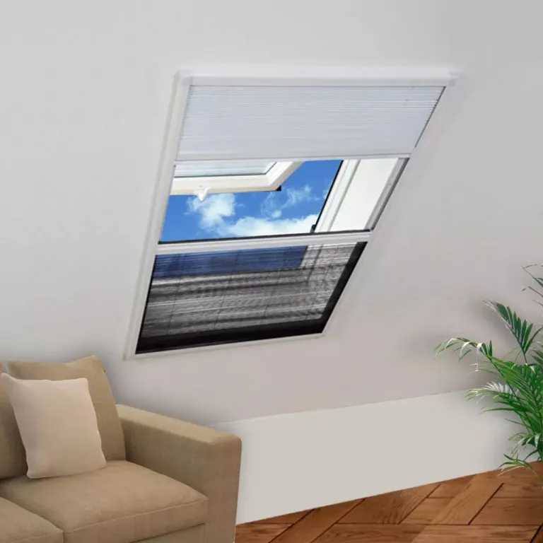 Plisse Insektenschutzfenster mit Jalousie Aluminium 160110 cm Fliegengitter