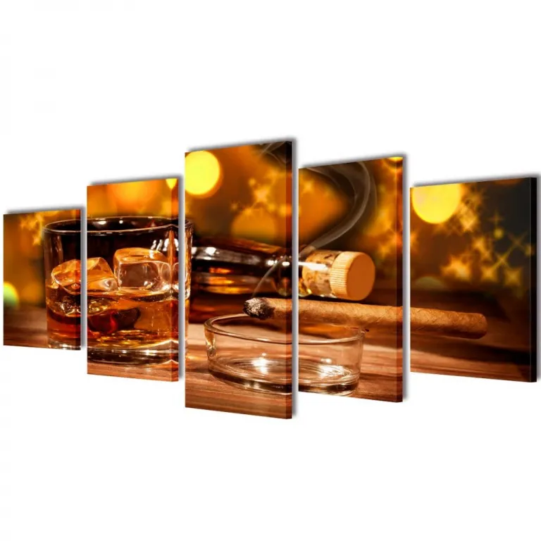 Bilder Dekoration Set Whiskey und Zigarre 100 x 50 cm
