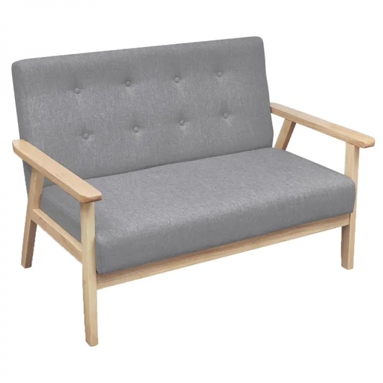 2-Sitzer-Sofa Stoff Hellgrau Couch