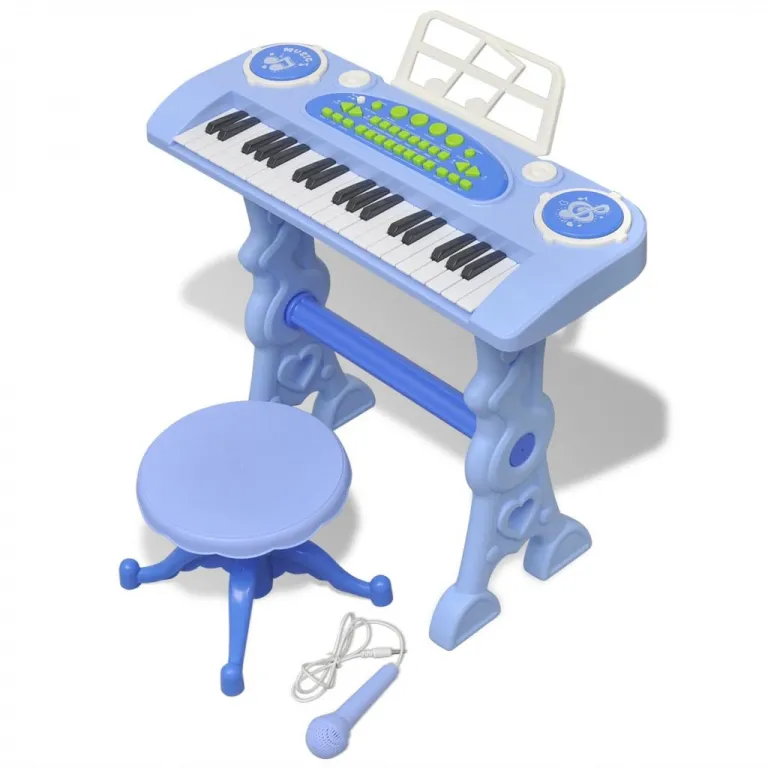 Kinder Keyboard Spielzeug Piano mit Hocker / Mikrofon 37 Tasten Blau