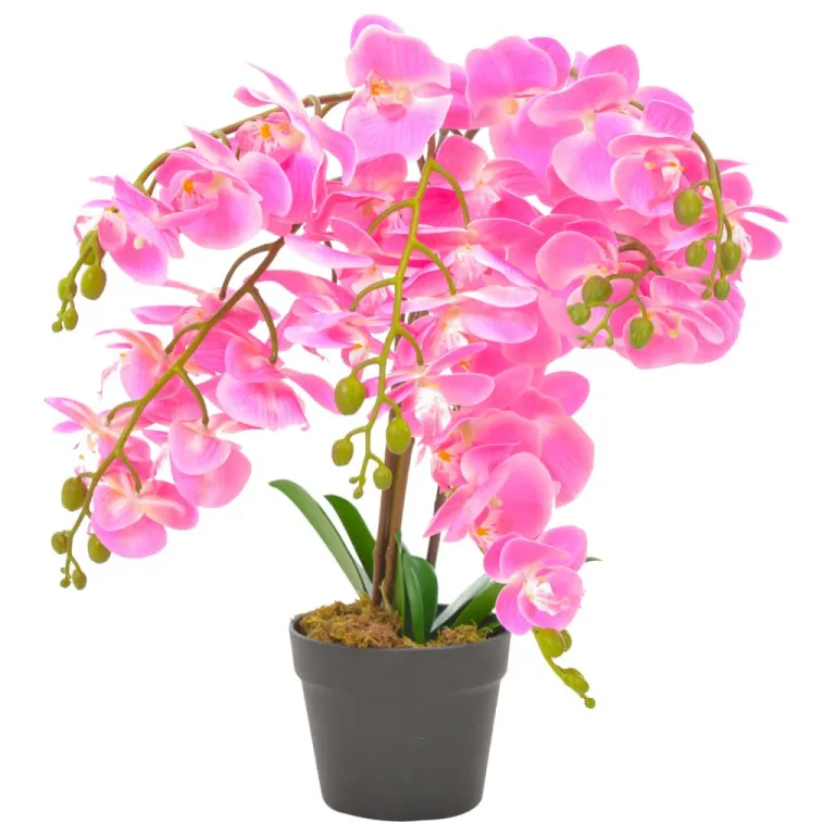 Knstliche Orchidee mit Topf Rosa 60 cm Pflanze realistisch echt