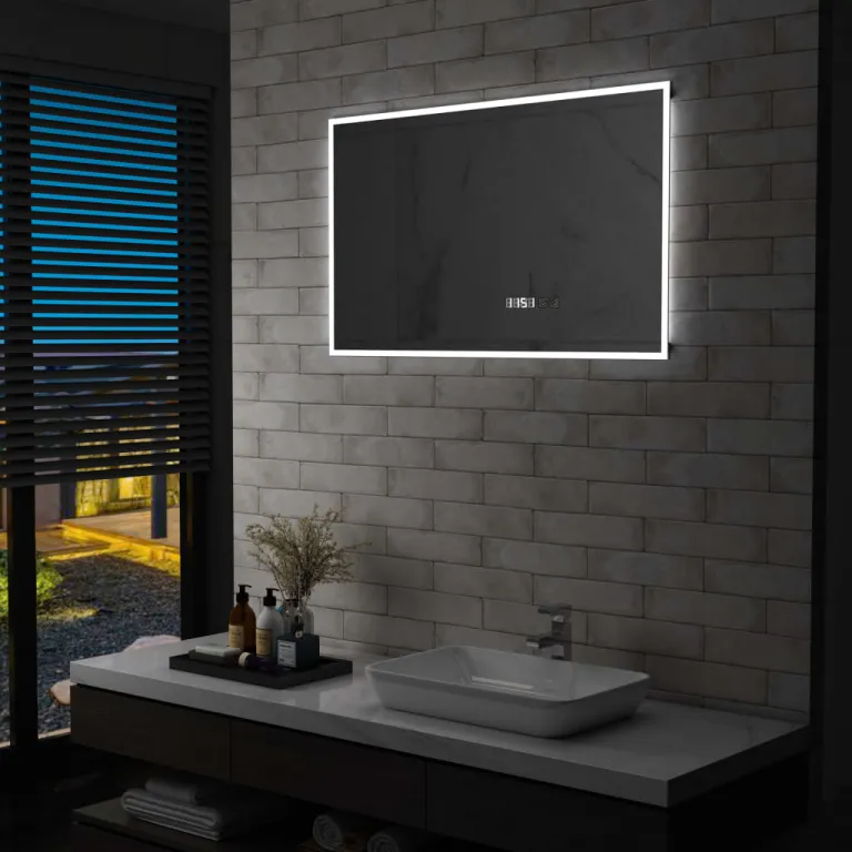 Spiegel Badezimmer LED-Beleuchtung LED-Badspiegel mit Touch-Sensor und Zeitanzeige 10060 cm Badspiegel