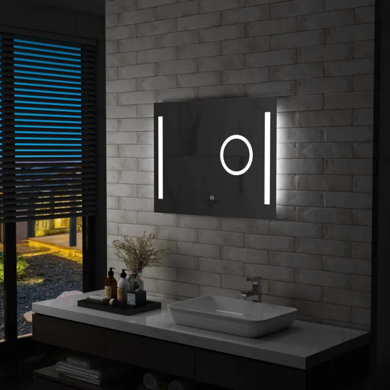 Badezimmer Wandspiegel mit LED und Touch-Sensor 80 x 60 cm Badspiegel