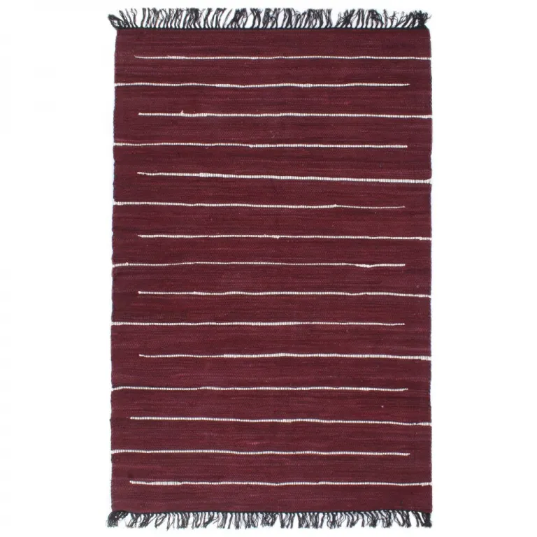 Handgewebter Chindi-Teppich Baumwolle 120x170 cm Weinrot Teppich
