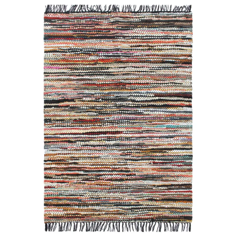 Handgewebter Chindi-Teppich Leder 190 x 280 cm Mehrfarbig Teppich