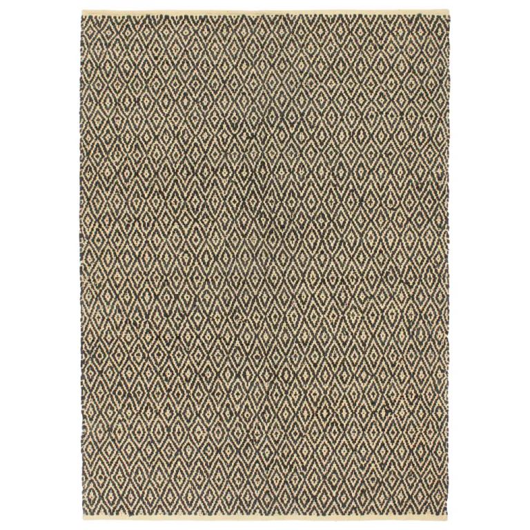 Handgewebter Chindi-Teppich Leder Baumwolle 120x170cm Schwarz Teppich