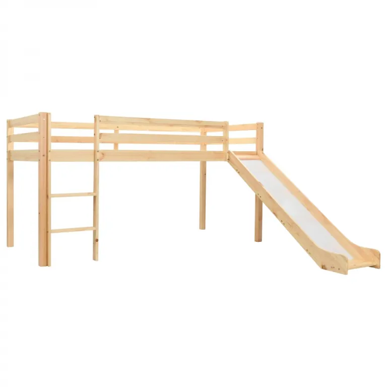 Kinderhochbett Rahmen mit Rutsche Leiter Kiefernholz 97x208cm