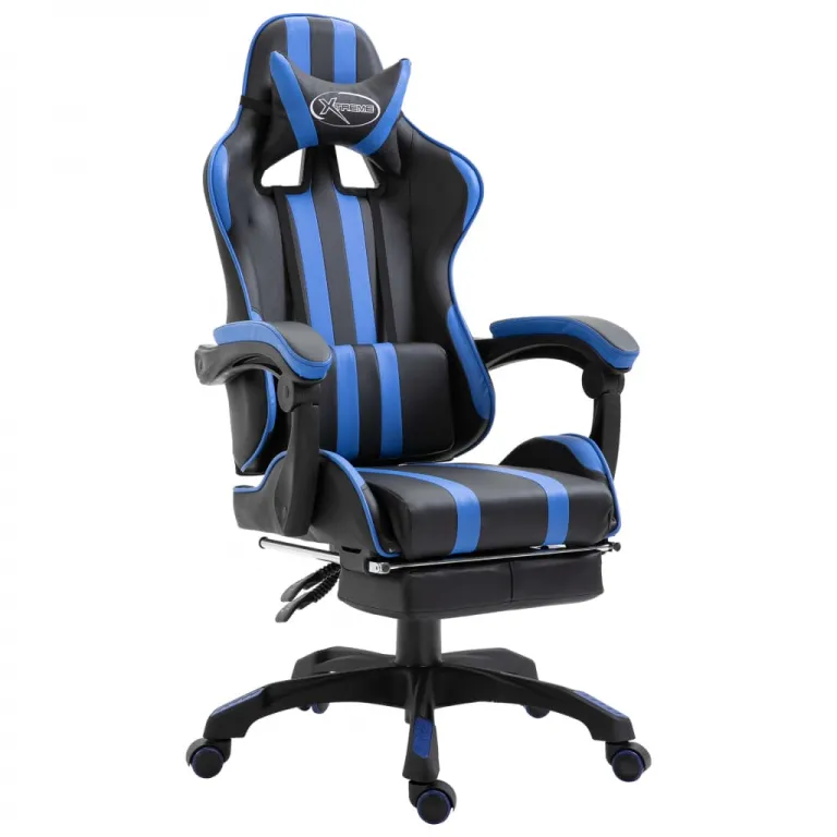 Gaming-Stuhl mit Fusttze Blau Kunstleder